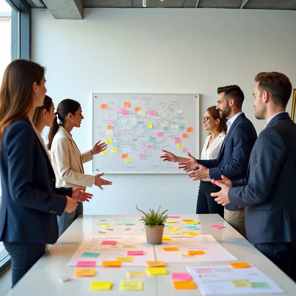 Profesionales participando en un taller de pensamiento creativo en Madrid
